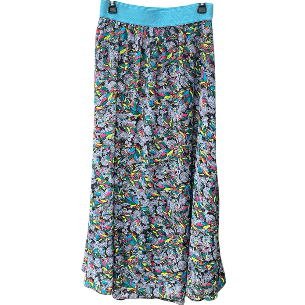 LuLaRoe Lucy Chiffon Feathers Multicolor Maxi Skirt -Small
